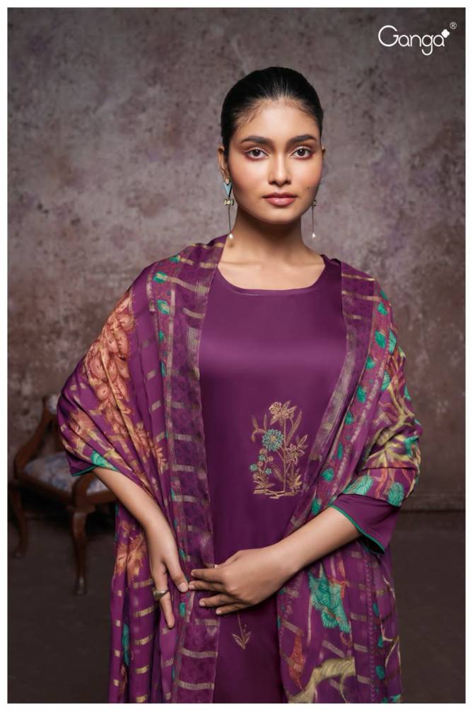 Saige 2329 By Ganga Printed Cotton Silk Dress Material Catalog